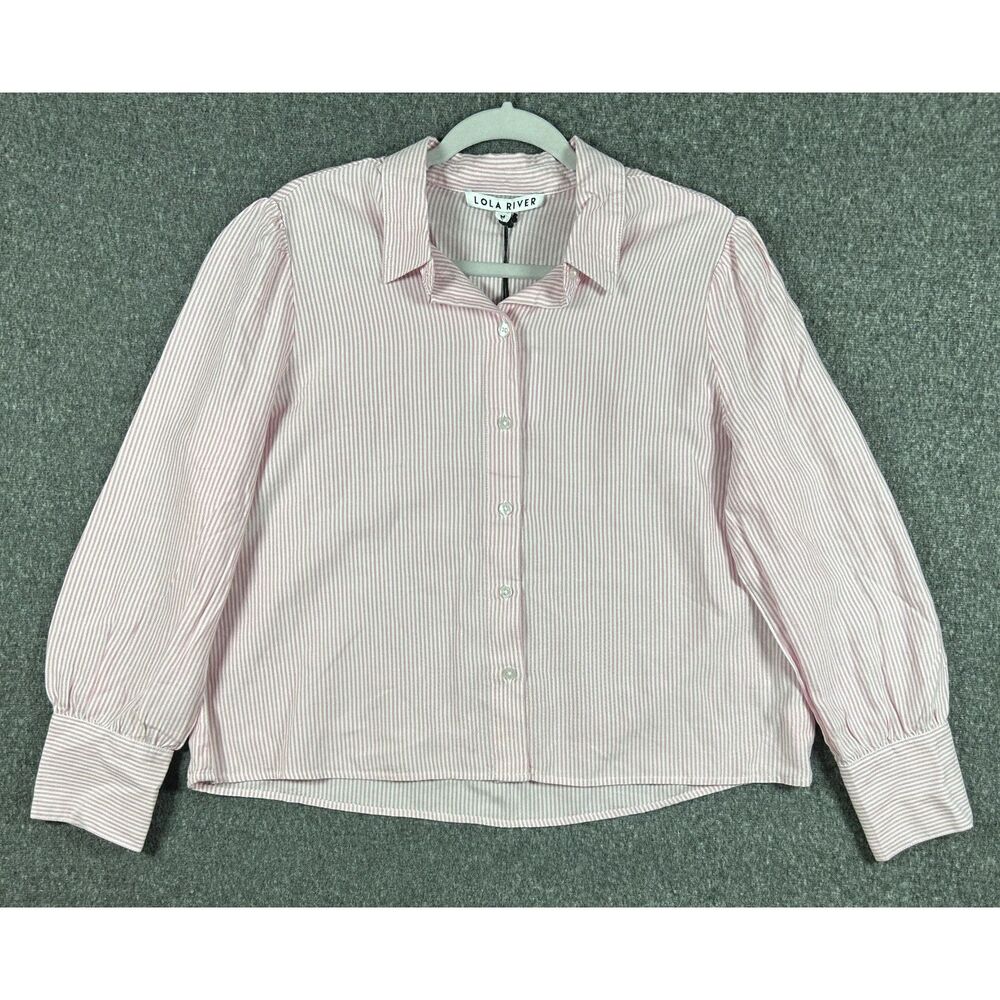 NWT Lola River NYC Striped Tencel Lyocell Button-Down Shirt Size Medium